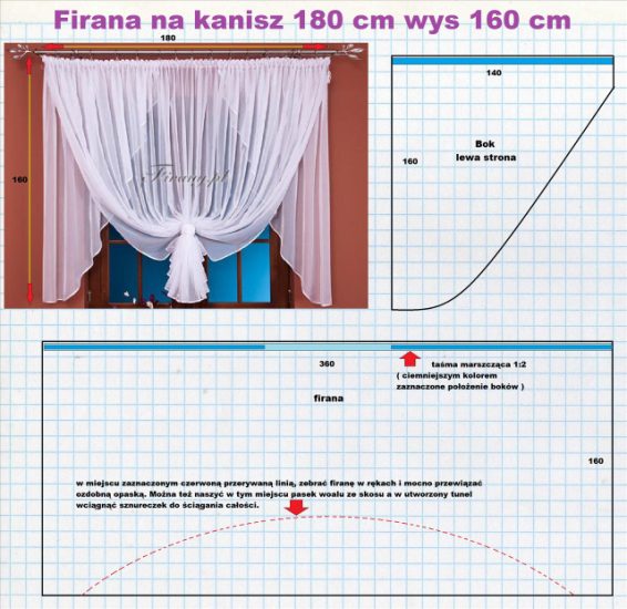 Wykroje firan - Firana na kanisz 180 cm wys 160 cm.jpg