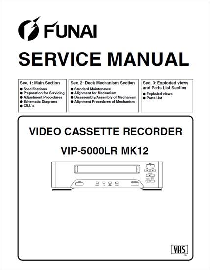 ZZZ Okładki - Funai - VCR - VIP-5000LR MK12 - Service Manual.jpg