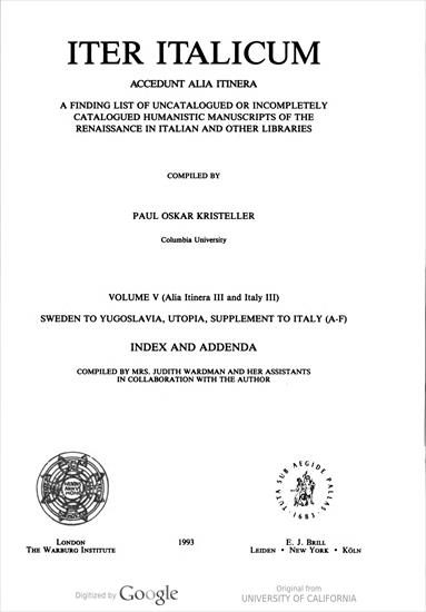Iter Italicum a finding list of uncatalogued or incompletely catalogued ... - 0003.jpg